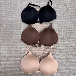 SKIMS Ultimate Front Close Push Up Bra Lot of 3 - Brown, Black & Nude 34C